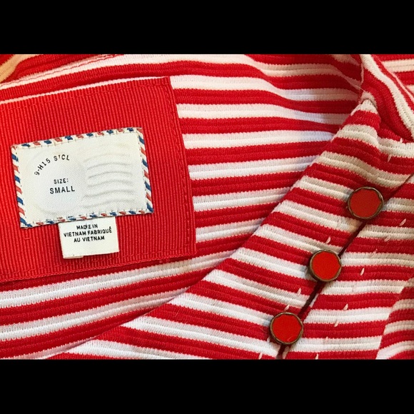 Anthropologie Postmark Antonia Peplum Tank Red & White Striped Size Small - Picture 7 of 10